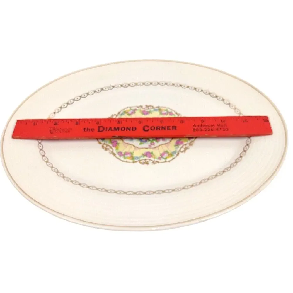Vintage American Limoges Delight Oval Dinner Platter 22K Gold On Rim - 13.5x10